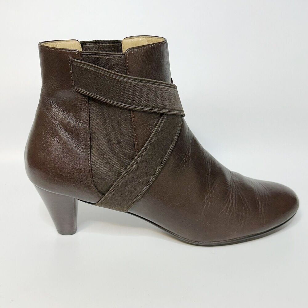 COLE HAAN Air Lyric‎ Pull On Stretch Leather Ankle Booties Brown D29336 Womens 9
